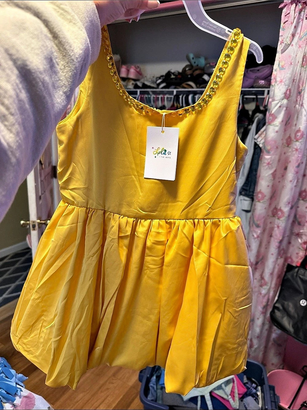 Lola and the Boys Gems Bubble Dress Girls Size 8 Yellow NWT